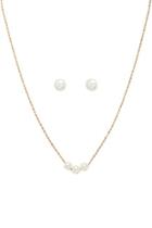 Forever21 Faux Pearl Earrings & Necklace Set