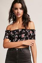 Forever21 Floral Smocked Off-the-shoulder Top