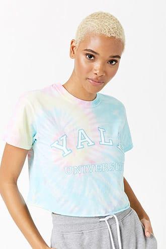 Forever21 Yale University Tie-dye Crop Tee