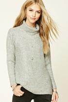 Forever21 Women's  Heather Grey Marled Knit Turtleneck Sweater