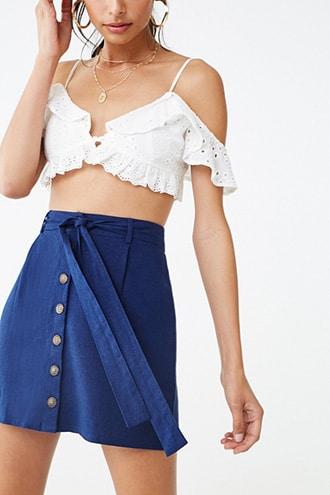 Forever21 Linen-blend Belted Mini Skirt