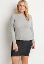 Forever21 Plus Women's  Ribbed Mock Neck Sweater (heather Grey)