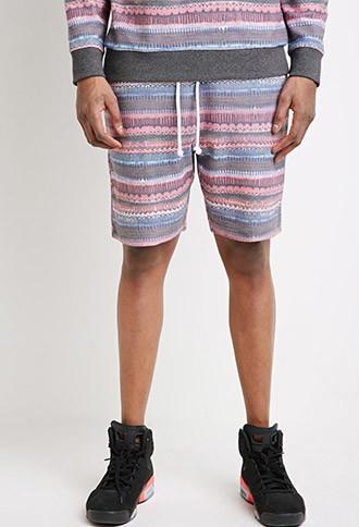 21 Men Reverse Abstract Print Sweatshorts