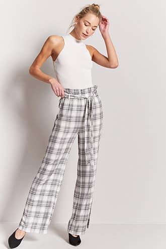 Forever21 Plaid Wide-leg Pants