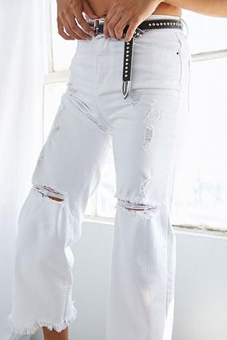 Forever21 Distressed Frayed Flare Jeans