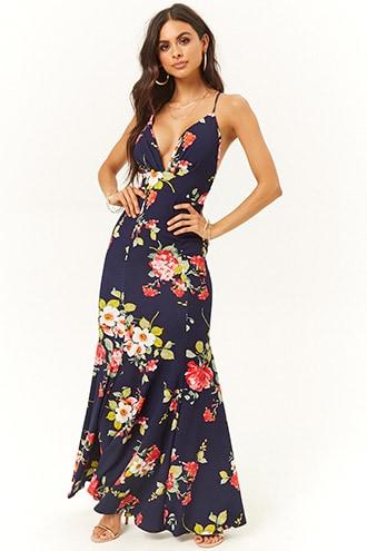 Forever21 Garden Floral Print Mermaid Dress