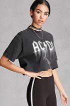 Forever21 Women's  Black Vintage Acdc Cropped Tee