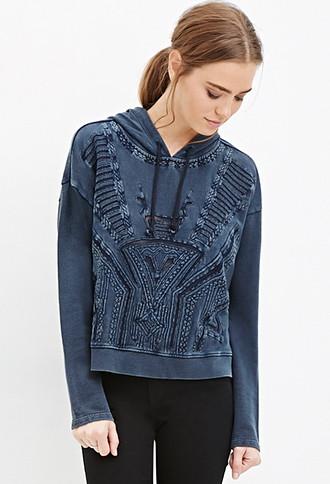 Forever21 Geo-embroidered Hoodie