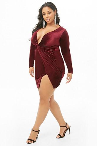 Forever21 Plus Size Smooth Velvet Twist-front Dress