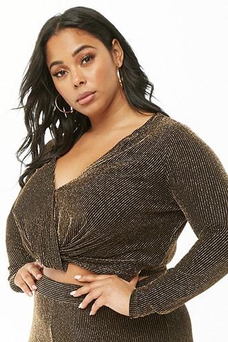 Forever21 Plus Size Glitter Striped Crop Top