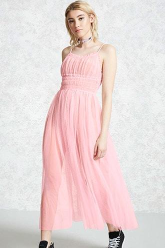 Forever21 Sheer Mesh Maxi Romper Dress