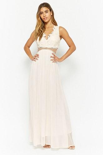 Forever21 Plunging Crochet Lace Gown
