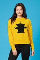 Forever21 Women's  Yellow & Black Pixar Alien Graphic Sweatshirt