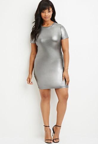 Forever21 Plus Women's  Plus Size Metallic Sheath Dress