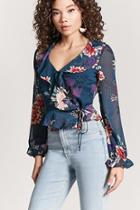 Forever21 Floral Ruffle Self-tie Top