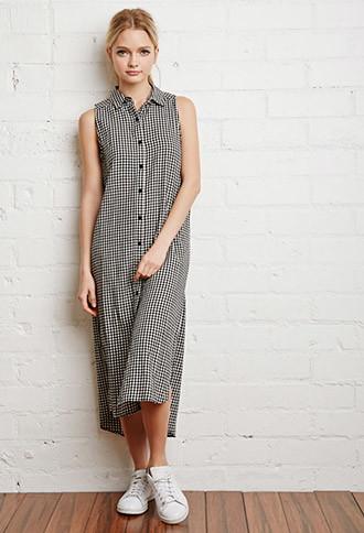 Forever21 Gingham Midi Shirt Dress