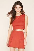 Forever21 Women's  Twill Buttoned Crop Top