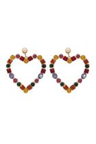 Forever21 Multicolor Faux Gem Heart Cutout Earrings