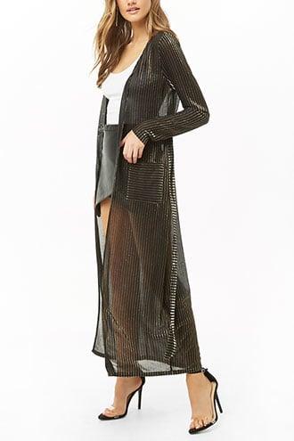 Forever21 Metallic Shadow-striped Cardigan