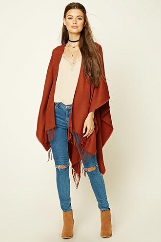 Forever21 Women's  Tasseled Poncho