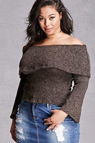 Forever21 Faux Mohair Off-the-shoulder Top
