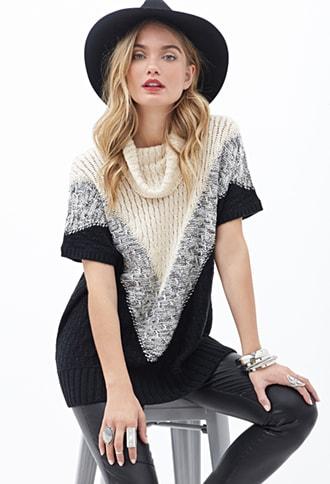 Forever21 Contemporary Colorblocked Cowl Neck Sweater