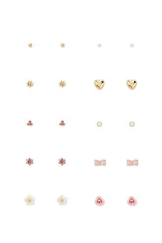 Forever21 Floral Heart Stud Earring Set