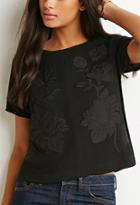 Forever21 Women's  Zip-back Embroidered Top (black)