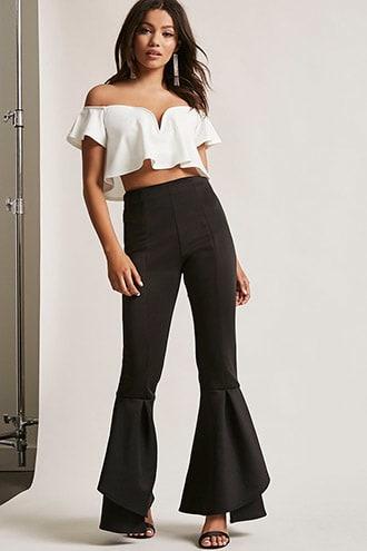Forever21 Scuba Knit Ruffle-hem Pants
