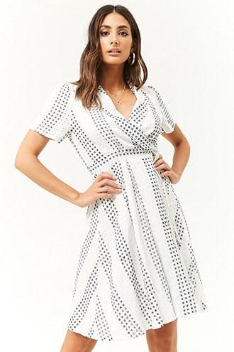 Forever21 Striped Eyelet Wrap Dress