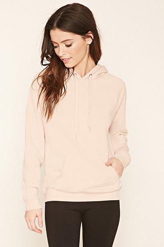 Forever21 Women's  Beige Classic Fleece Hoodie