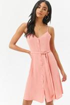 Forever21 Button-front Belted Mini Dress