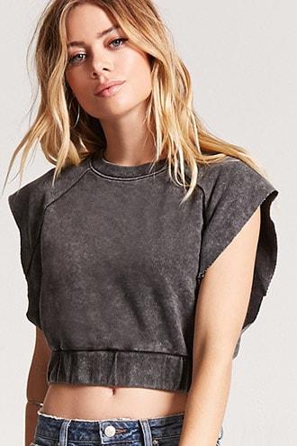 Forever21 Cropped Mineral Wash Tee