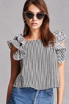 Forever21 Striped Ruffle-shoulder Top