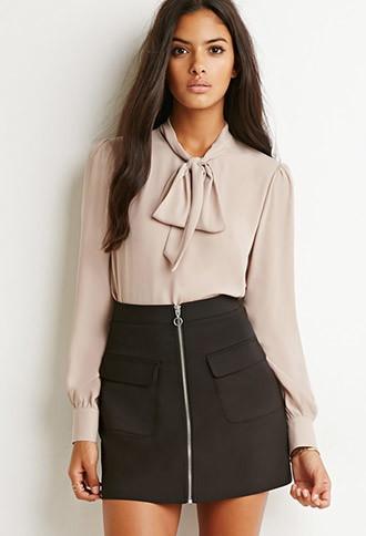 Forever21 Bow High-neck Blouse