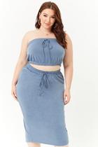 Forever21 Plus Size French Terry Cropped Tube Top & Midi Skirt Set