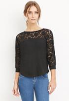 Forever21 Women's  Black Crochet-paneled Dolman Top