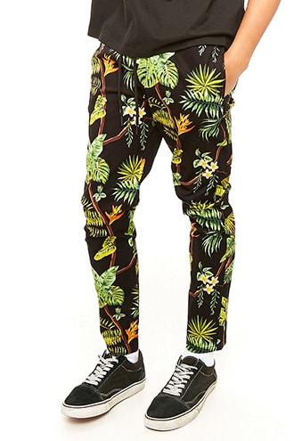 Forever21 Tropical Print Drawstring Pants