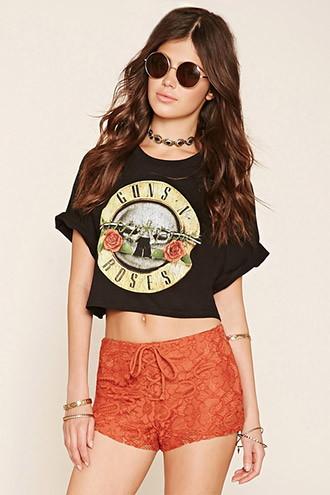 Forever21 Women's  Floral Lace Shorts