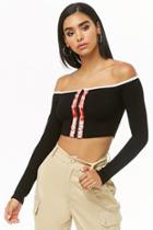 Forever21 Zippered Off-the-shoulder Crop Top