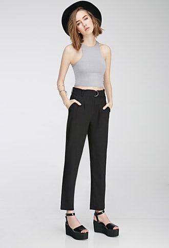 Forever21 Pleated Slim-leg Trousers