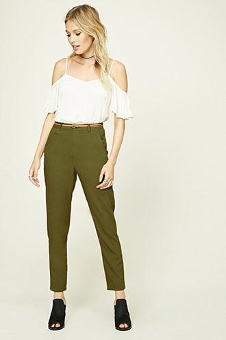Love21 Women's  Contemporary Belted Trousers