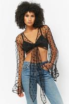 Forever21 Sheer Polka Dot Self-tie Crop Top