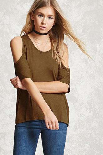 Forever21 Marled Open-shoulder Dolman Top