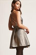 Forever21 Metallic Fit And Flare Dress