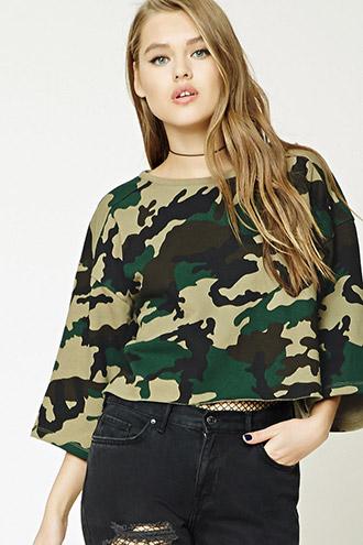 Forever21 Boxy Camo Print Sweatshirt