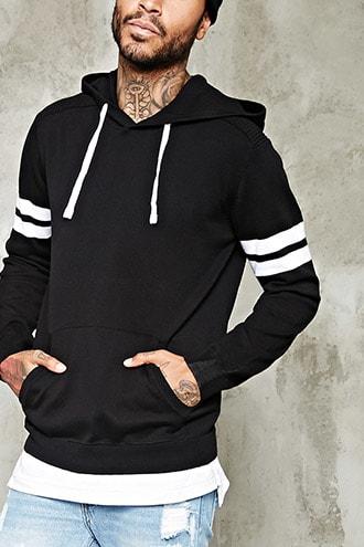 Forever21 Varsity-stripe Hooded Sweater