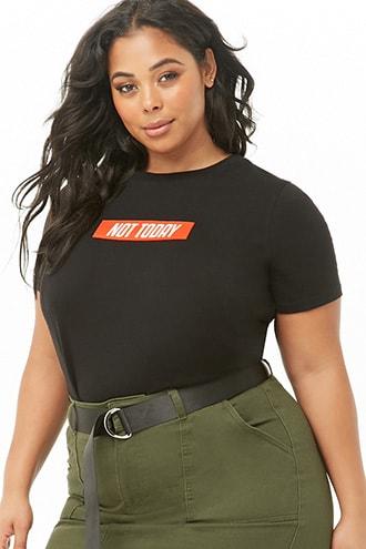 Forever21 Plus Size Not Today Graphic Tee