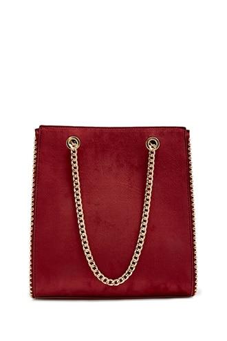 Forever21 Chain-strap Faux Suede Tote