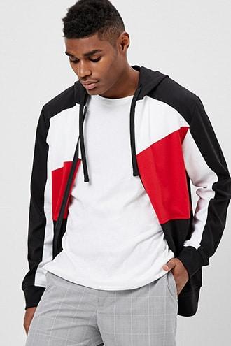 Forever21 Rebel Minds Colorblock Zip-up Hoodie